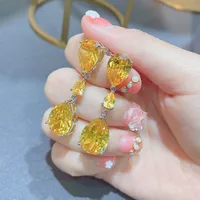 New Moissan Diamond Drop Earrings Female Fashion Colorful Diamond Copper Earrings main image 4