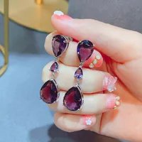 New Moissan Diamond Drop Earrings Female Fashion Colorful Diamond Copper Earrings main image 5
