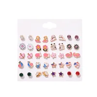 20 Pairs Of Small Daisy Love Earrings Set Fashion Popular Flower Bee Earrings Wholesale sku image 1