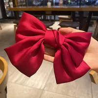 Satin Big Bow Hairpin Spring Clip Hairpin Ponytail Clip Hair Accessories sku image 1