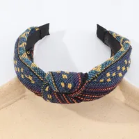 Hair Accessories Knotted Fabric Ethnic Broad-brim Retro Plaid Hairpin Headband main image 3