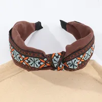 Hair Accessories Knotted Fabric Ethnic Broad-brim Retro Plaid Hairpin Headband main image 4