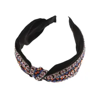 Hair Accessories Knotted Fabric Ethnic Broad-brim Retro Plaid Hairpin Headband main image 5