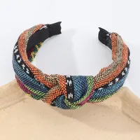 Hair Accessories Knotted Fabric Ethnic Broad-brim Retro Plaid Hairpin Headband sku image 1