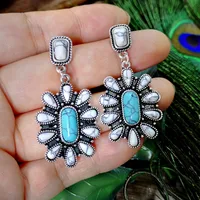 Turquoise Earrings Exaggerated Retro Bohemia Drop Earring main image 2