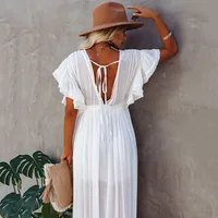 Women's None Elegant Tropical Solid Color Cover Ups main image 4
