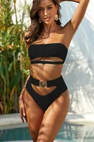 Fashion Metal Buckle Women's Swimsuit Tube Top Bandage Bikini sku image 13