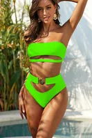 Fashion Metal Buckle Women's Swimsuit Tube Top Bandage Bikini sku image 16