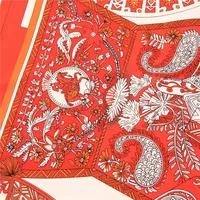 New Style Retro Decorative Printing 90cm Twill Silk Square Scarf main image 4