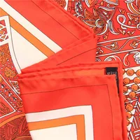 New Style Retro Decorative Printing 90cm Twill Silk Square Scarf main image 5