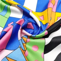New Style 90cm Twill Silk Square Scarf Striped Horse Head Printing Fashion Scarf Shawl main image 3