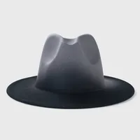 New Woolen Tie-dye Gradient Big Brim Jazz Hat Wholesale main image 2