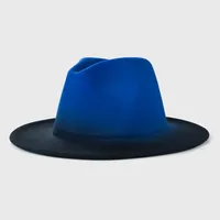 New Woolen Tie-dye Gradient Big Brim Jazz Hat Wholesale main image 4