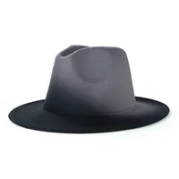 New Woolen Tie-dye Gradient Big Brim Jazz Hat Wholesale main image 5