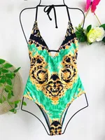 Retro Printed Swimsuit One-piece Bikini Female Swimsuit European And American Swimwear sku image 2