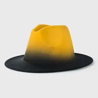New Woolen Tie-dye Gradient Big Brim Jazz Hat Wholesale sku image 2