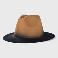 New Woolen Tie-dye Gradient Big Brim Jazz Hat Wholesale sku image 10