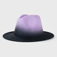 New Woolen Tie-dye Gradient Big Brim Jazz Hat Wholesale sku image 4