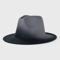New Woolen Tie-dye Gradient Big Brim Jazz Hat Wholesale sku image 8