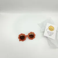 Korean Cream Retro Frosted Flowers Children's Sunglasses sku image 1