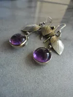 Fashion Amethyst Cherry Earrings Fashion Leaf Earrings main image 3