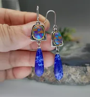 Bohemian Flower Color Turquoise Gemstone Drop Earrings Swing Earrings main image 2