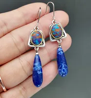 Bohemian Flower Color Turquoise Gemstone Drop Earrings Swing Earrings main image 3