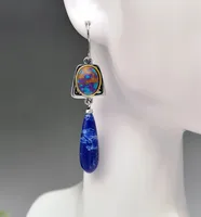 Bohemian Flower Color Turquoise Gemstone Drop Earrings Swing Earrings main image 4