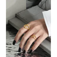 925 Sterling Silver Irregular Open Rings main image 4