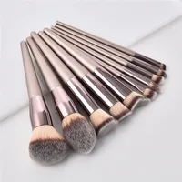 Simple Champagne Color Makeup Brush Set Beauty Tools 10pcs Wholesale main image 2