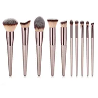 Simple Champagne Color Makeup Brush Set Beauty Tools 10pcs Wholesale main image 3
