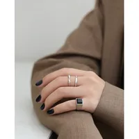 925 Sterling Silver Geometric Open Rings main image 4