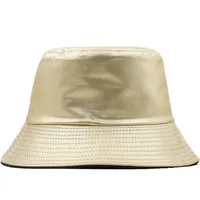 Retro Solid Color Leather Double-sided Fisherman Hat Basin Hat main image 1