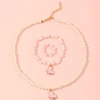 Korean Style Butterfly Pearl Necklace Bracelet Ring main image 10