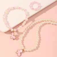 Korean Style Butterfly Pearl Necklace Bracelet Ring main image 12