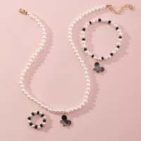 Korean Style Butterfly Pearl Necklace Bracelet Ring main image 6