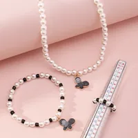 Korean Style Butterfly Pearl Necklace Bracelet Ring main image 5
