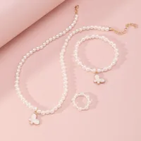Korean Style Butterfly Pearl Necklace Bracelet Ring main image 2