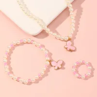Korean Style Butterfly Pearl Necklace Bracelet Ring sku image 1