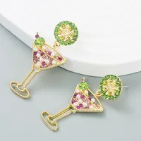 European And American Fashion Fight Color Rhinestone Cocktail Heart Alloy Pearl Earrings main image 4