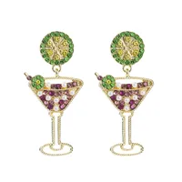 European And American Fashion Fight Color Rhinestone Cocktail Heart Alloy Pearl Earrings main image 5