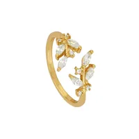 Fashion Geometric Diamond Leaf 18k Gold Ring Small Personality Open Ring Female main image 2