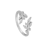 Fashion Geometric Diamond Leaf 18k Gold Ring Small Personality Open Ring Female main image 5
