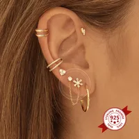 S925 Silver Needle Simple Inlaid Zircon Flower Earrings main image 2