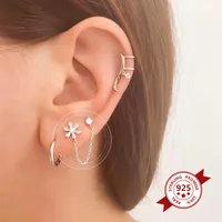 S925 Silver Needle Simple Inlaid Zircon Flower Earrings main image 3