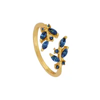 Fashion Geometric Diamond Leaf 18k Gold Ring Small Personality Open Ring Female sku image 2