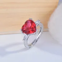 Classic Simulation Pigeon Blood Red Heart-shaped Ring European And American Open Ring main image 2
