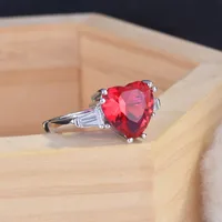 Classic Simulation Pigeon Blood Red Heart-shaped Ring European And American Open Ring main image 3