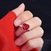 Classic Simulation Pigeon Blood Red Heart-shaped Ring European And American Open Ring main image 4