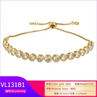 Zircon Bracelet Round Full Diamond Zircon Pull Bracelet Push Pull Bracelet Adjustable Jewelry main image 3